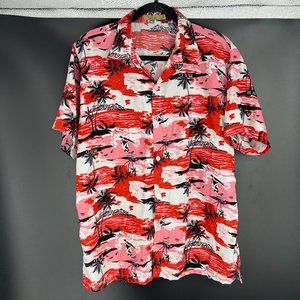 HanTon Red Floral Button Down - Size Medium